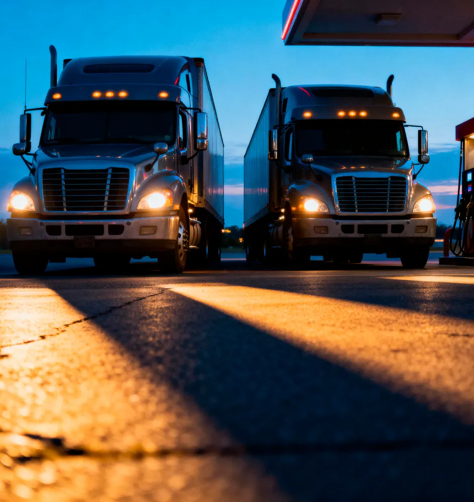 Commercial trucks at terminal